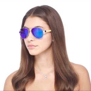 TruWood | Blue Weekender Aviator Polarized Sunglasses Bamboo/Silver Unisex NWT!